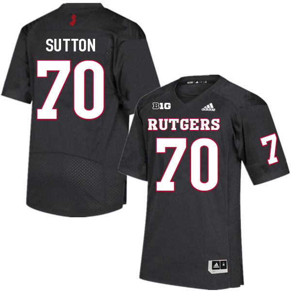 Men #70 Reggie Sutton Rutgers Scarlet Knights College Football Jerseys Sale-Black - Click Image to Close